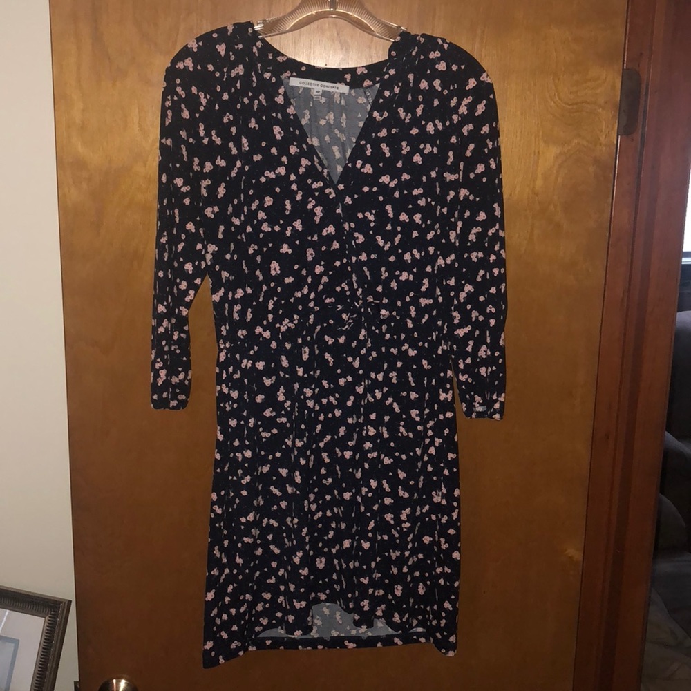 Long sleeve faux wrap dress